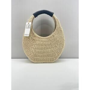 Urban Expressions Sunny‎ Circle Round Handle Bag Natural Straw/Black Clutch